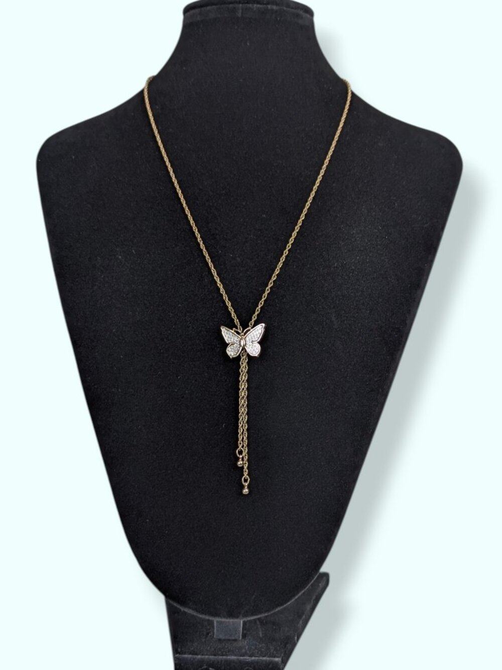 V. Avon Butterfly Faux Bolo Necklace